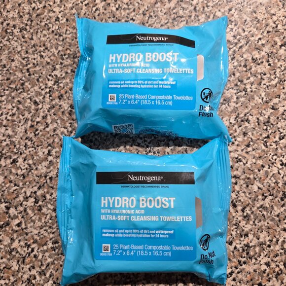 3 Pks Neutrogena Alcohol-Free Makeup Remover & Hydro Boost Cleansing Towelettes - Picture 2 of 3